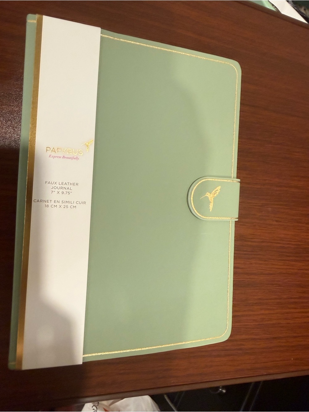 Papyrus Faux Leather Journal in Mint with Gold Trim